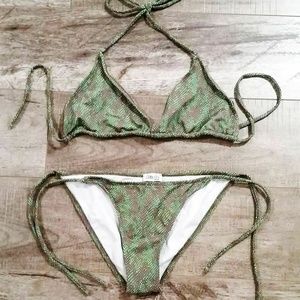 DINEILA Brazil Triangle Top BIKINI Set Green ( L )